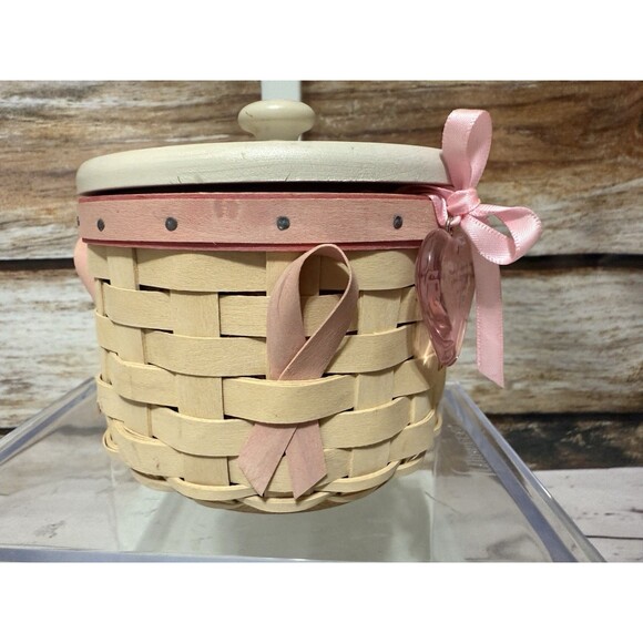 Longaberger 2006 Whitewashed Horizon of Hope  Liner Lid Basket Breast Cancer - Picture 3 of 11
